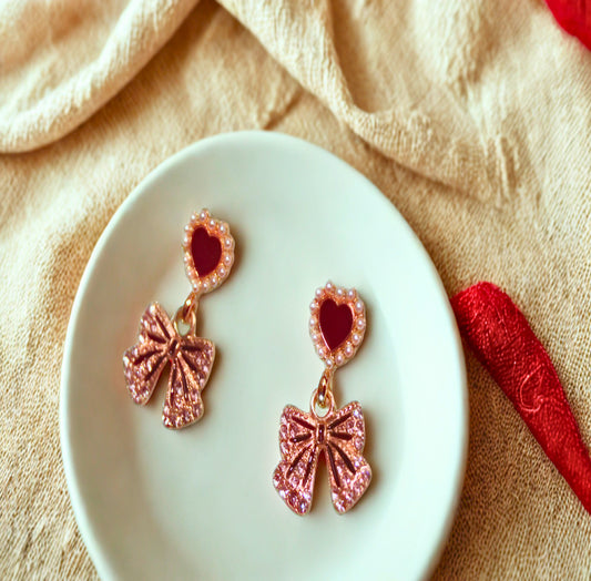 Heart Bow Dangle Earring