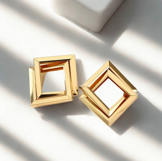 Rectangular Hoop Golden Earring